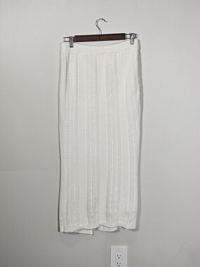 En Saison White Heavy Knit Maxi Skirt Sz L